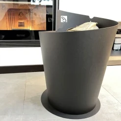 Portalegna Tondo per Interno in Acciaio Nero Design Moderno Italiano - Favonio