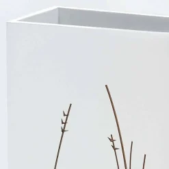 Portaombrelli Bianco in Legno Decorato Design Moderno Rettangolare - Filigrano