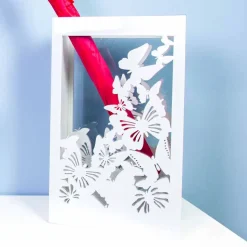 Portaombrelli Bianco in Legno dal Design Moderno Decorato con Farfalle - Papilio
