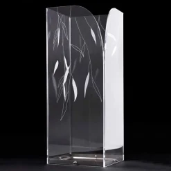 Portaombrelli di Design in Plexiglass Trasparente con Foglie Incise - Kanno