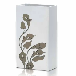 Portaombrelli in Legno Bianco Design Moderno con Decori Floreali - Caracalla