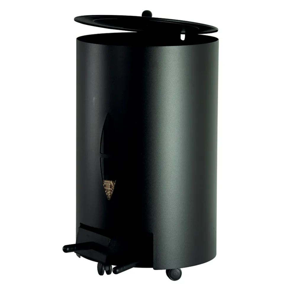 Porta Pellet con Coperchio, Scopetta e Paletta Made in Italy - Cacatua