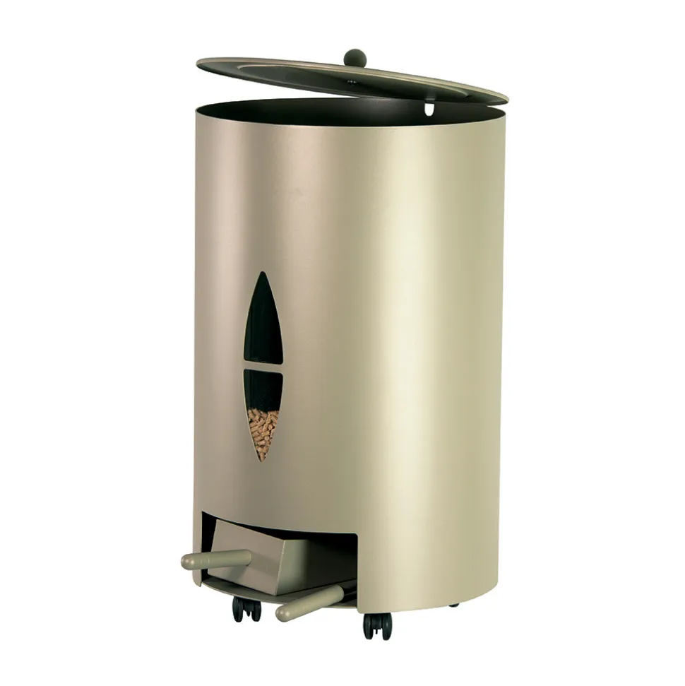 Porta Pellet con Coperchio, Scopetta e Paletta Made in Italy - Cacatua