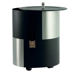 Porta Pellet con Ruote e Coperchio Realizzato in Metallo Made in Italy - Cicogna