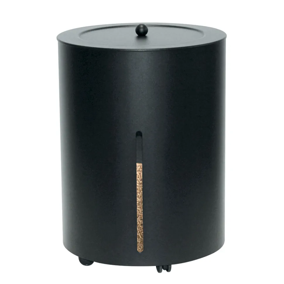 Porta Pellet con Ruote e Coperchio Realizzato in Metallo Made in Italy - Cicogna
