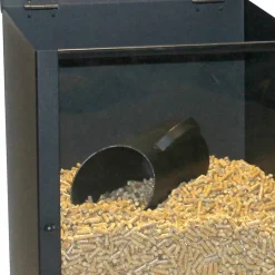 Porta Pellet in Acciaio Verniciato Nero con Plexiglass Made in Italy - Pellicano