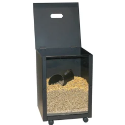 Porta Pellet in Acciaio Verniciato Nero con Plexiglass Made in Italy - Pellicano