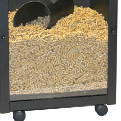 Porta Pellet in Acciaio Verniciato Nero con Plexiglass Made in Italy - Pellicano