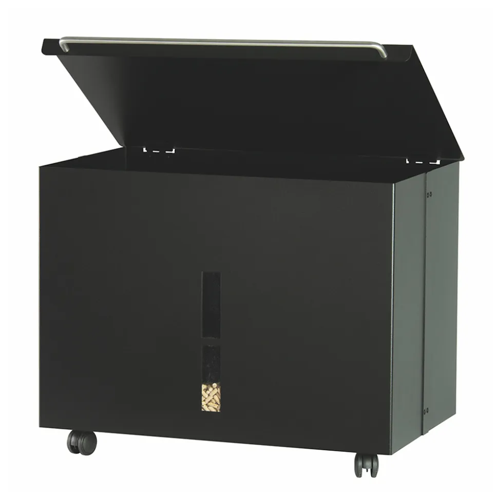 Porta Pellet in Metallo con Ruote e Coperchio Made in Italy - Gazza