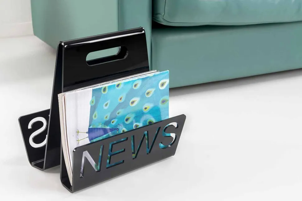 Portariviste di Design in Plexiglass Nero o Trasparente Made in Italy – Omar