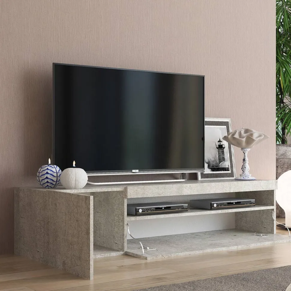 Porta Tv in Legno da Soggiorno Design Italiano con Vano a Giorno - Suzana