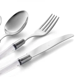 Posate Acciaio Inox Lucido e Manico in Acrilico Trasparente 24 Pz - Brilli