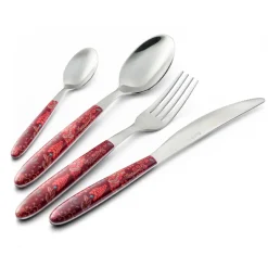 Posate in Acciaio e Plastica Decoro Arabesco Colorato 24 Pz - Alessandra