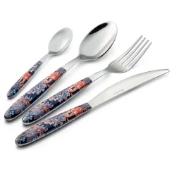 Posate in Acciaio e Plastica Decoro Colorato con Tigre 24 Pz - Alessandra