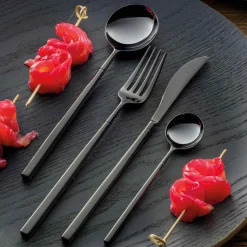 24 Posate in Acciaio Forgiato Lucido di Diverse Finiture Made in Italy - Osaka