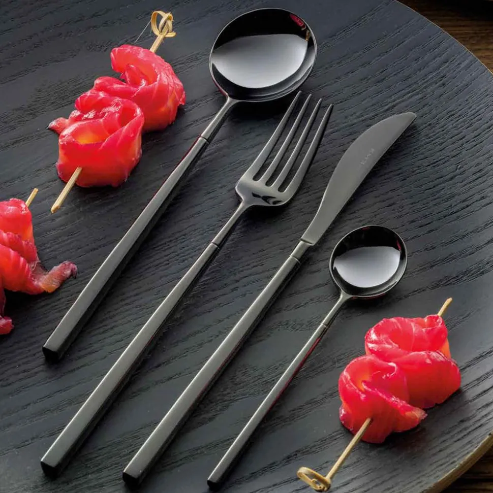 24 Posate in Acciaio Forgiato Lucido di Diverse Finiture Made in Italy - Osaka