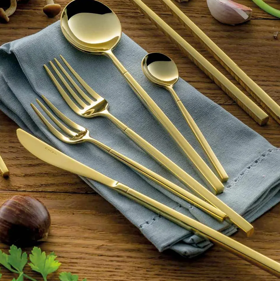 24 Posate in Acciaio Forgiato Lucido di Diverse Finiture Made in Italy - Osaka