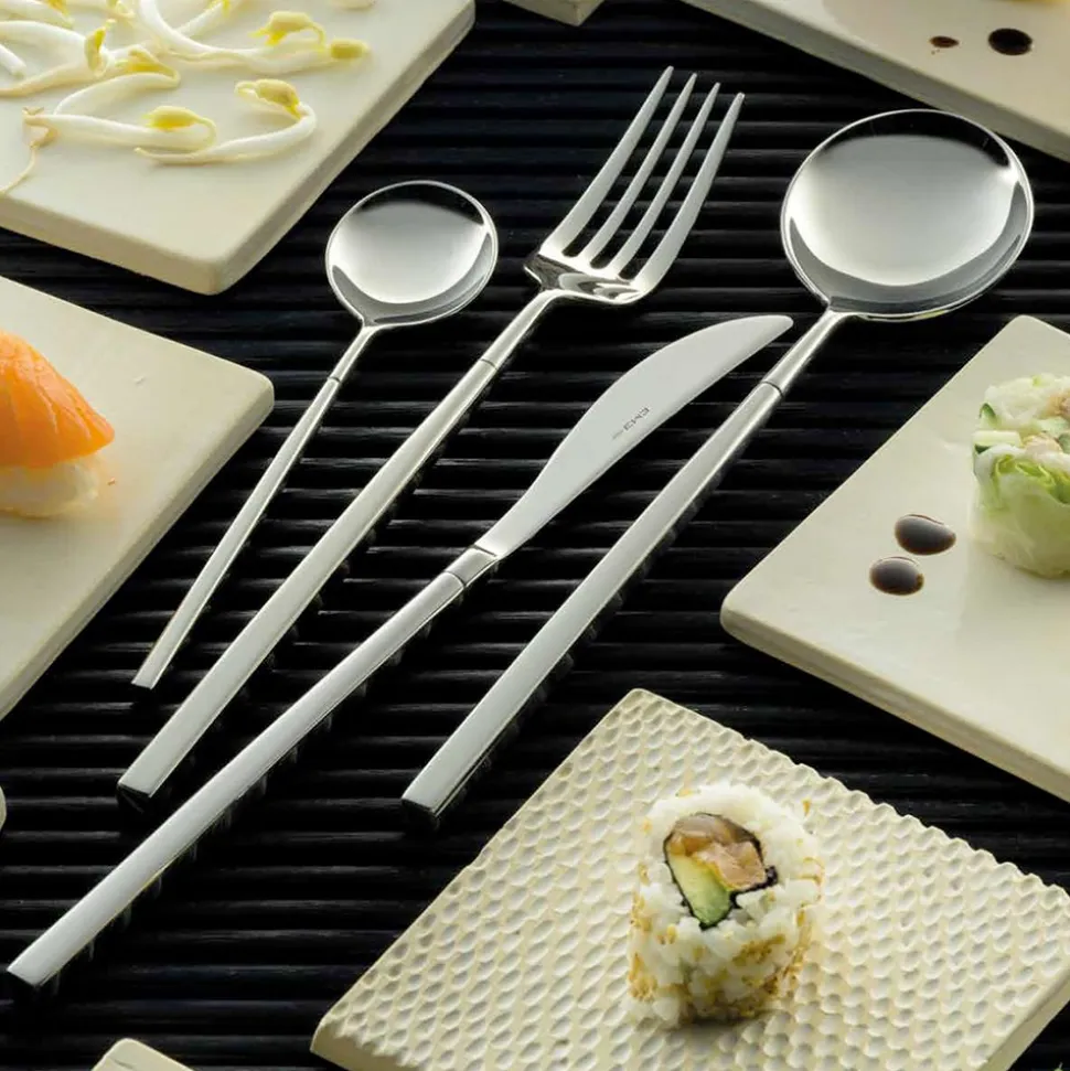 24 Posate in Acciaio Forgiato Lucido di Diverse Finiture Made in Italy - Osaka