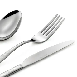 Posate in Acciaio Inox Lucido con Decoro Geometrico a Laser 24 Pz - Rupeo