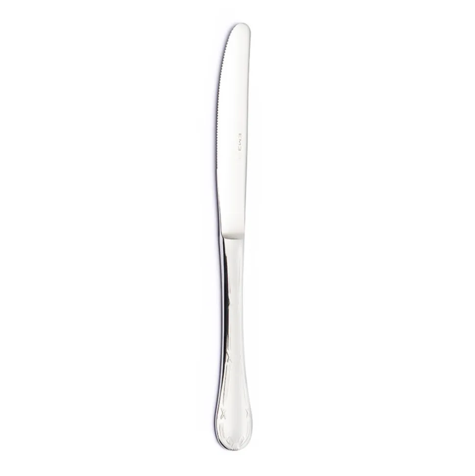 Posate in Acciaio Inox Lucido Manico Arrotondato Decorato 24 Pz - Mekano