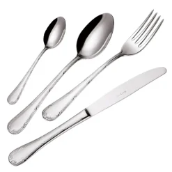 Posate in Acciaio Inox Lucido Manico Arrotondato Decorato 24 Pz - Mekano