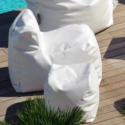 Pouf Cloud Trona di design in ecopelle nautica bianca made in Italy