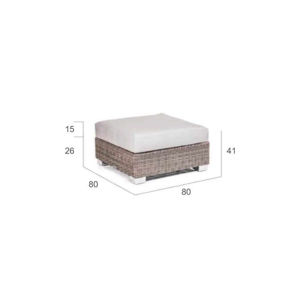 Pouf da esterno in polietilene grigio-taupe realizzato a mano Jaco