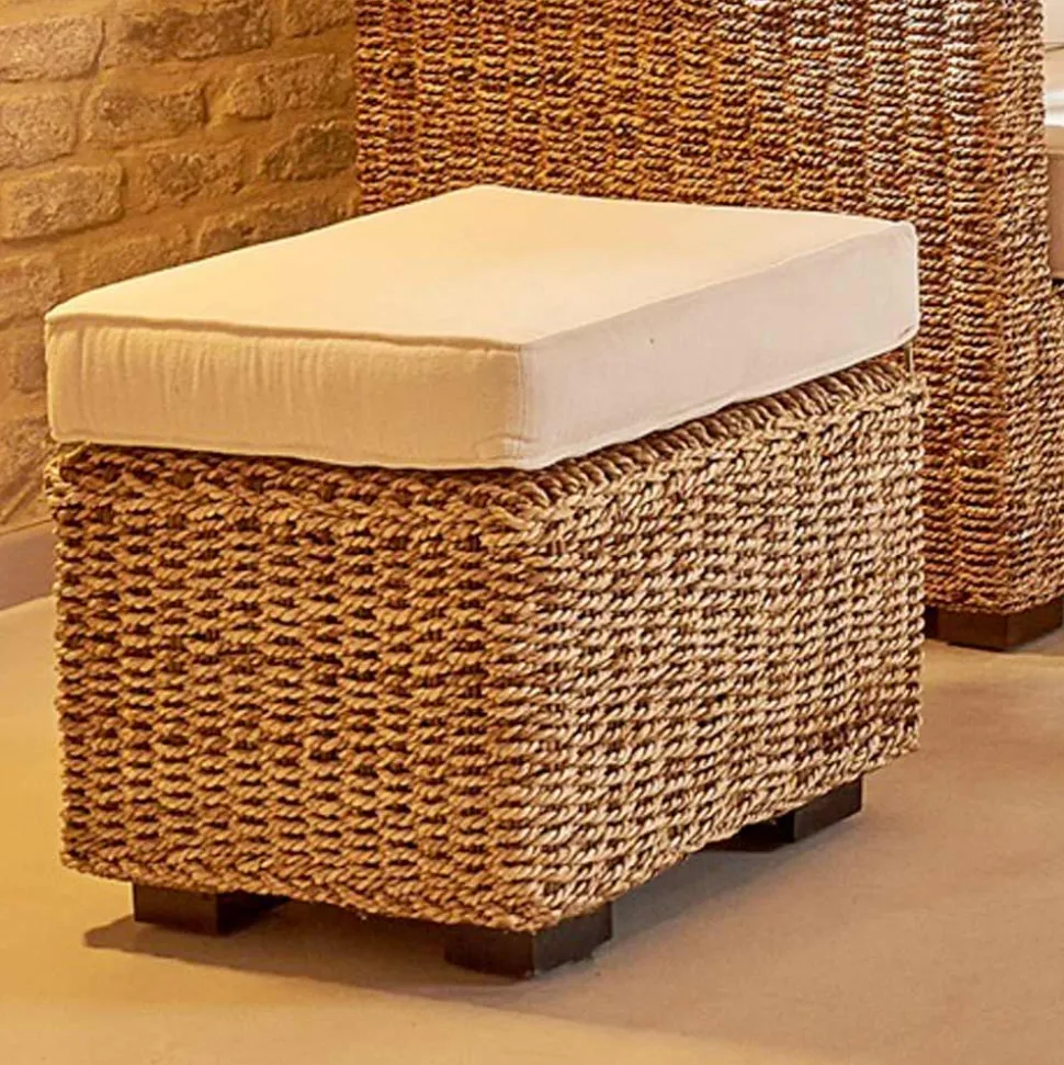 Pouf da Giardino in Abaca Naturale con Cuscino – Raziel