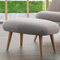 Pouf di design in tessuto con base in legno massello faggio Arezzo