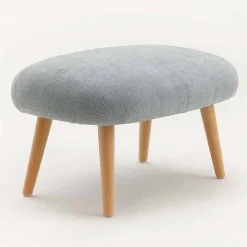 Pouf di design in tessuto con base in legno massello faggio Arezzo