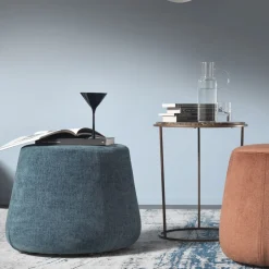 Pouf Ottomano Rotondo da Salotto in Ciniglia Colorata 3 Dimensioni - Evelyne