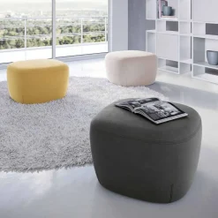 Pouf Poggiapiedi Quadrato Imbottito e Rivestito in Tessuto Made in Italy - Marli