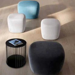 Pouf Poggiapiedi Quadrato Imbottito e Rivestito in Tessuto Made in Italy - Marli