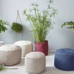 Pouf Rotondo da Giardino in Polipropilene in 3 Colori Made in Italy - Francisco