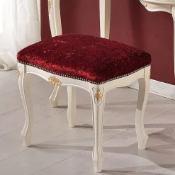 Pouf Stile Classico in Legno di Noce e Tessuto Made in Italy - Luxury