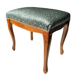 Pouf Stile Classico in Legno di Noce e Tessuto Made in Italy - Luxury