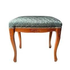 Pouf Stile Classico in Legno di Noce e Tessuto Made in Italy - Luxury