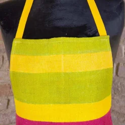 Pregiato Grembiule d'Arte Artigianale in Canapa Dipinto a Mano Made in Italy