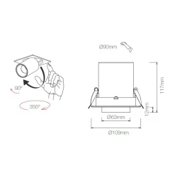 Proiettore a Led Plafoniera da Incasso per Interni in Alluminio - Etrusca