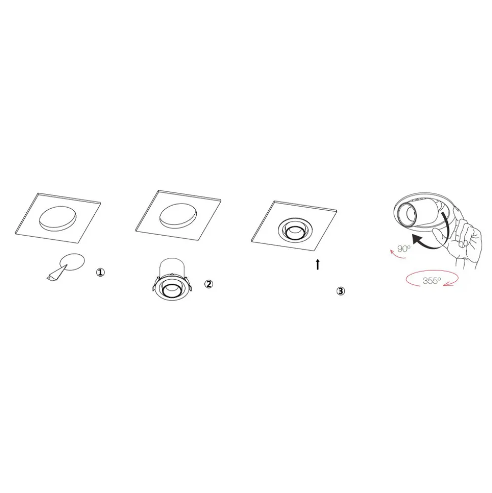Proiettore a Led Plafoniera Orientabile in Alluminio 4 Pezzi - Etrusca