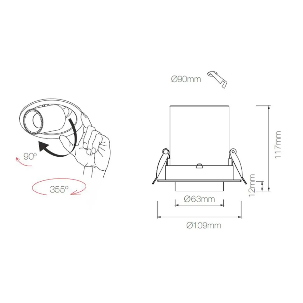 Proiettore Led Plafoniera Orientabile da Interno in Alluminio - Etrusca