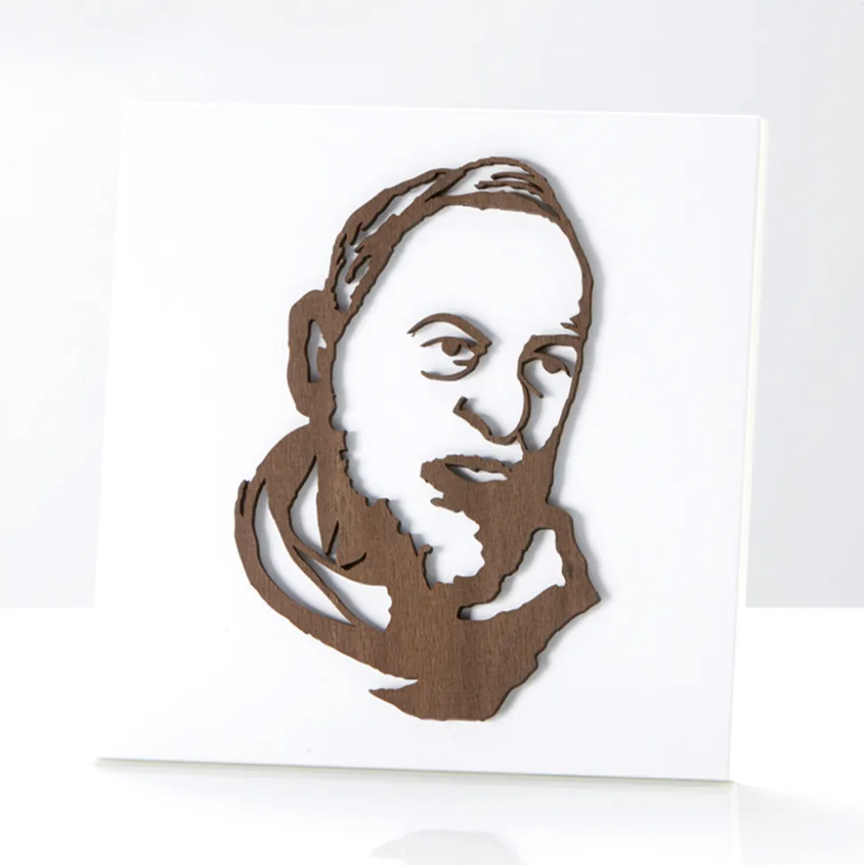 Quadretto che Raffigura Padre Pio Inciso a Laser Made in Italy - Barbara