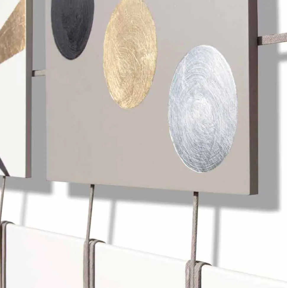 Quadro astratto con quindici pannelli sospesi su corde Craig