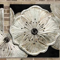 Quadro con fiori Petunia Piccola Argento by Viadurini Decor, decorato a mano
