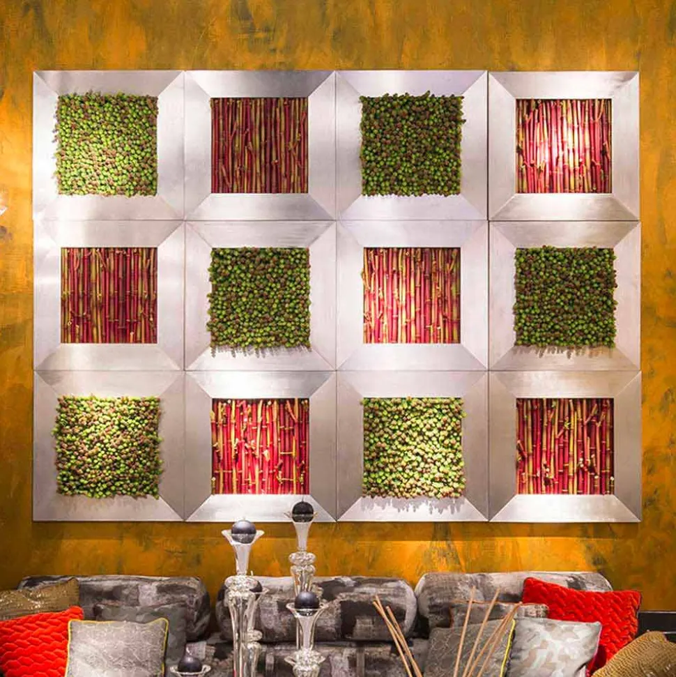 Quadro da Parete Moderno in Metallo e Foglie Artificiali Made in Italy - Gonio
