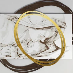 Quadro Inciso a Laser con Bacio di Maria a Gesù Made in Italy - Sylvie