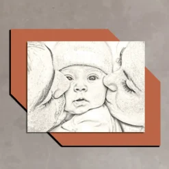 Quadro in Legno con Stampa di Bacio a un Bambino Made in Italy - Andorra
