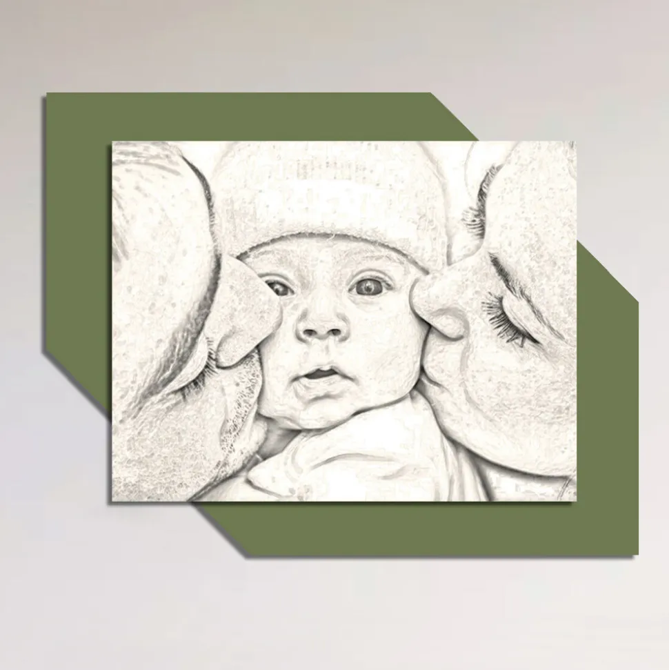Quadro in Legno con Stampa di Bacio a un Bambino Made in Italy - Andorra