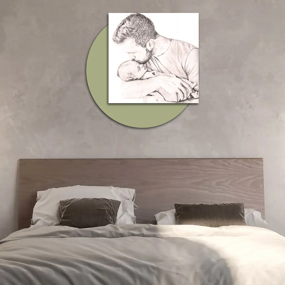 Quadro in Legno con Stampa di Padre che Bacia il Figlio Made in Italy - Belgio
