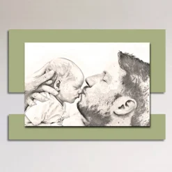 Quadro in Legno con Stampa di Uomo con Bambino Made in Italy - Kosovo